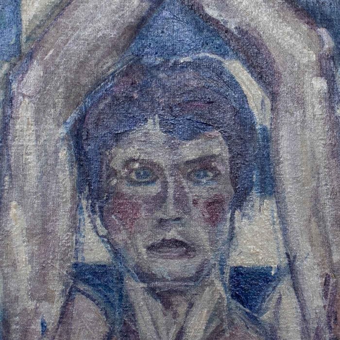 Oil painting White and blue
