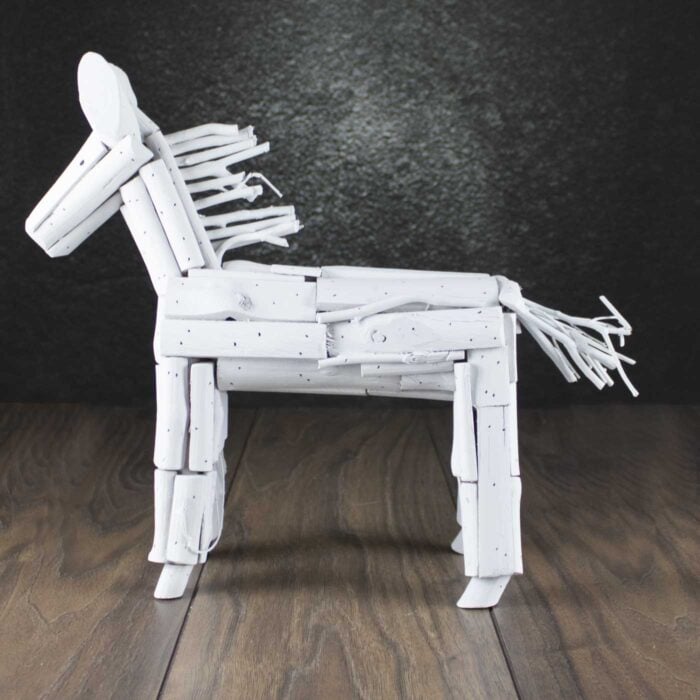 WOODEN HORSE ANTIQUE WHITE