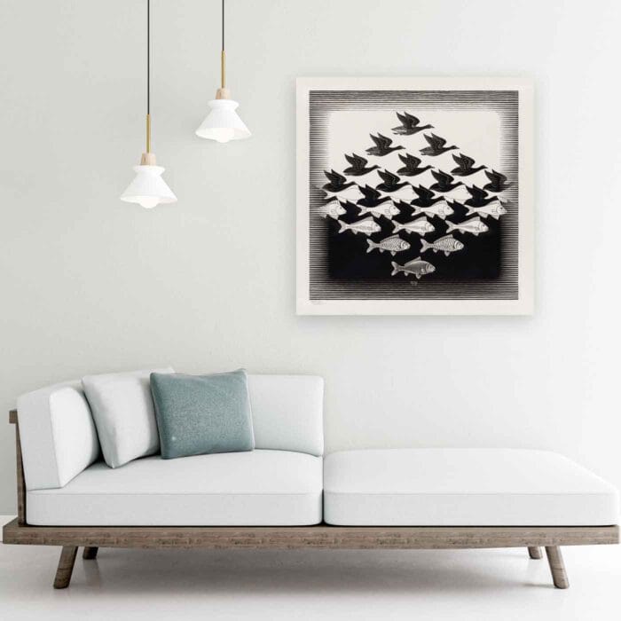 Πίνακας σε καμβά - Bird Fish - M.C. Escher