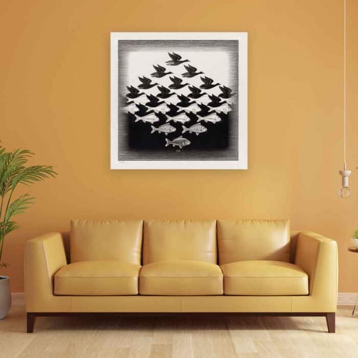 Πίνακας σε καμβά - Bird Fish - M.C. Escher