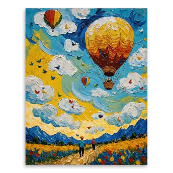Canvas print – Boys flying in an air balloon - Image 1