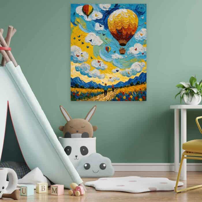 Canvas print – Boys flying in an air balloon - Image 2
