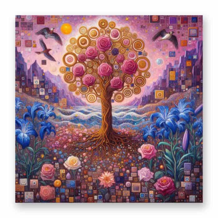 Πίνακας σε καμβά - The roses tree of life