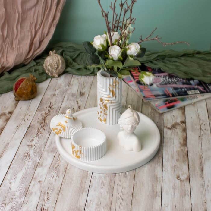 set of tray vase soy candle