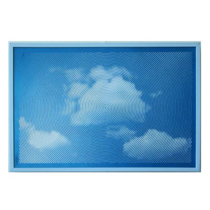 3D Engraved Halftone Image - Clouds Blue