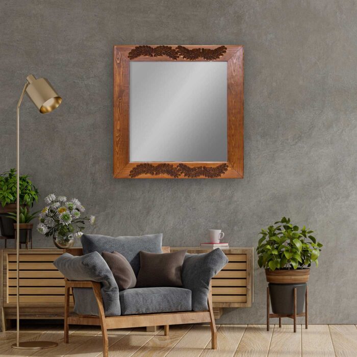 Mirror with Carved Wooden Frame