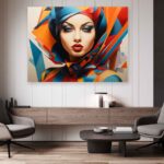 Abstract Art Print On Canvas - Woman's face in geometric shapes