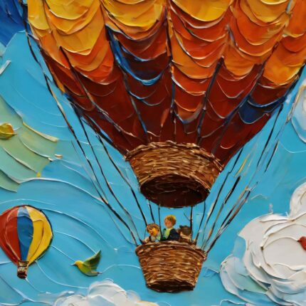 Εκτύπωση αφηρημένης τέχνης σε καμβά - Παιδιά σε αερόστατο