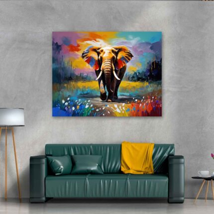Abstract Elephant Art Print On Canvas