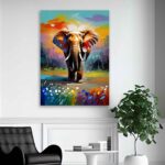 Πίνακας ζωγραφικής σε καμβά πολύχρωμος ελέφαντας