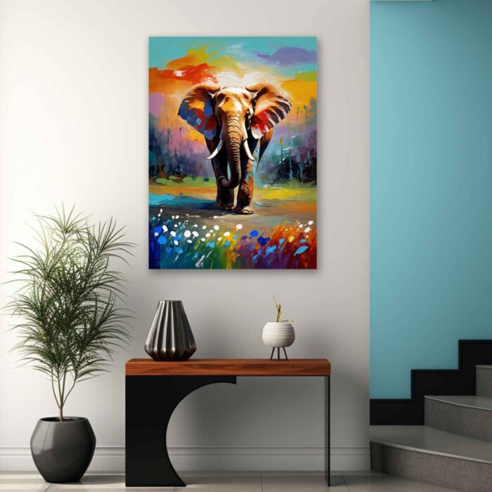 Πίνακας ζωγραφικής σε καμβά πολύχρωμος ελέφαντας