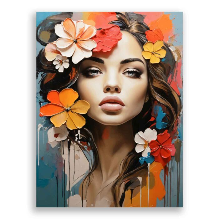 Γυναίκα με λουλούδια - Πίνακας σε καμβά