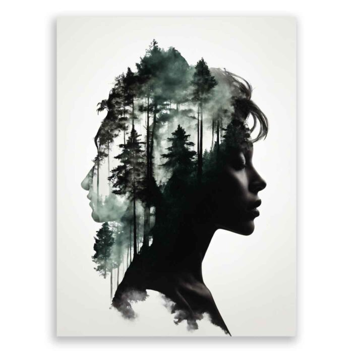 Πίνακας σε καμβά – Διπλή Έκθεση: Γυναίκα και δάσος