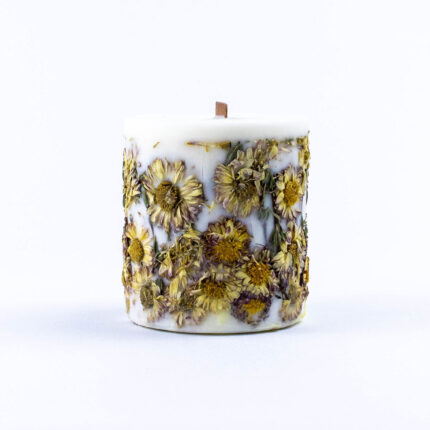 Αρωματικό κερί σόγιας με αποξηραμένα λουλούδια