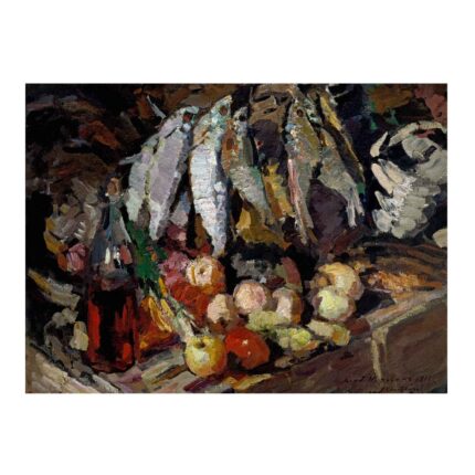 Πίνακας σε καμβά - Konstantin Korovin - Fish, wine and fruits
