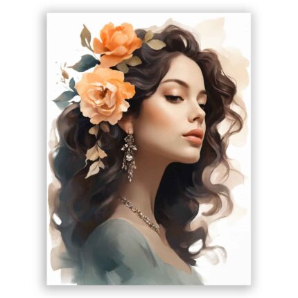 Πίνακας σε καμβά - Γυναίκα με Τριαντάφυλλα