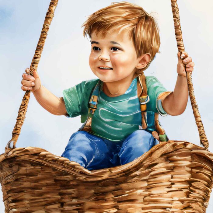 Πίνακας σε καμβά - Αγόρι σε αερόστατο