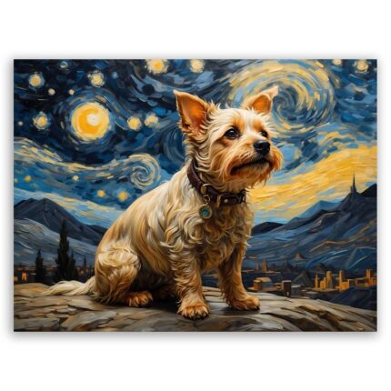 Πίνακας σε καμβά - Ένας σκύλος στην Έναστρη Νύχτα (Βαν Γκογκ)