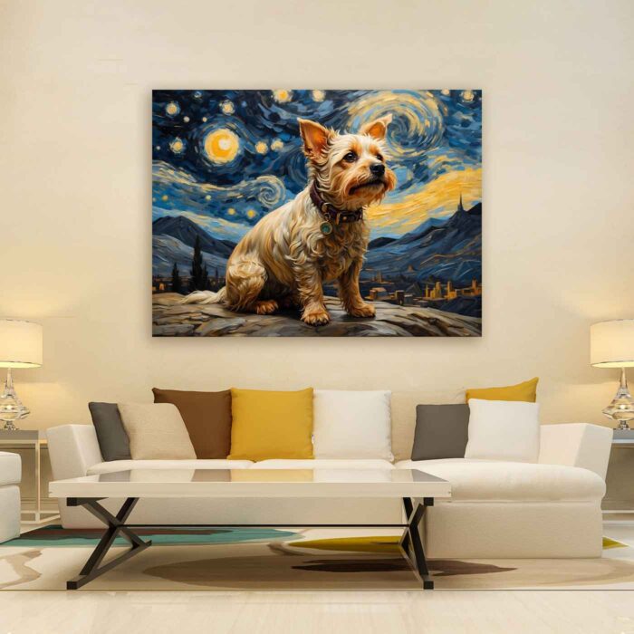 Πίνακας σε καμβά - Ένας σκύλος στην Έναστρη Νύχτα (Βαν Γκογκ)