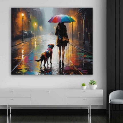 Πίνακας σε καμβά - Γυναίκα με σκύλο