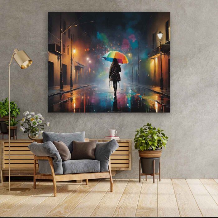 Πίνακας σε καμβά - Γυναίκα με ομπρέλα