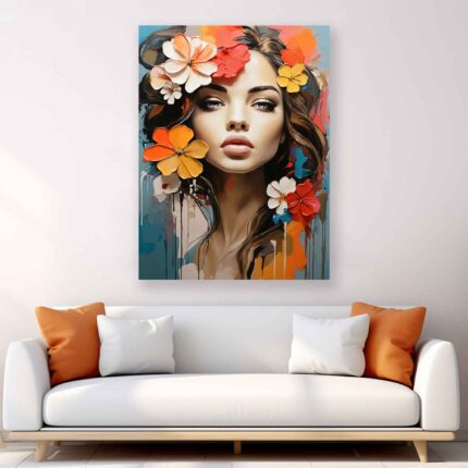 Πίνακας σε καμβά - Γυναίκα με λουλούδια