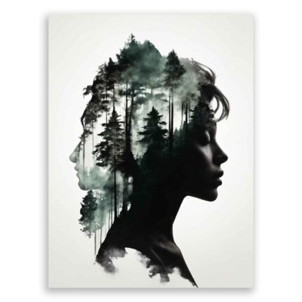 Πίνακας σε καμβά - Διπλή Έκθεση: Γυναίκα και δάσος